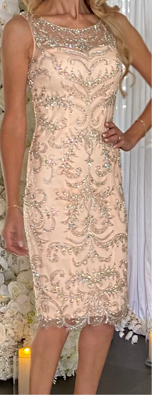 Pink Champagne Embellished cocktail dress pink champagne