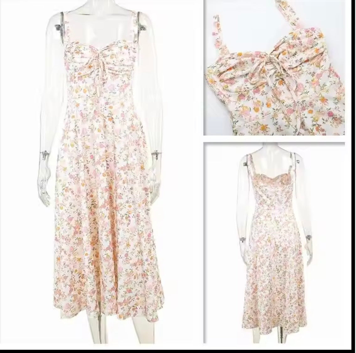 Floral Midi Dress with Strap