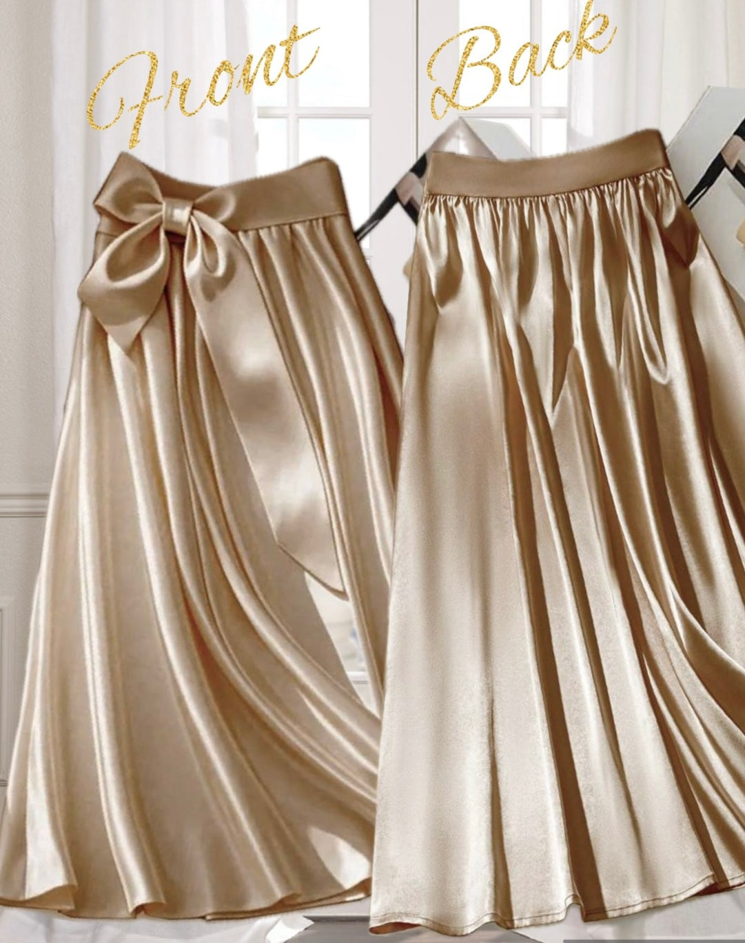 Silk Satin Aline Gathered Skirt