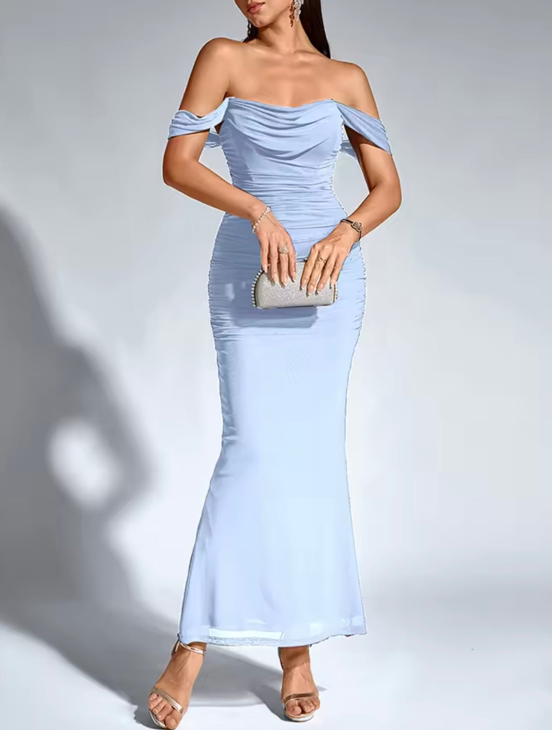 Off Shoulder Layered Tulle Dress