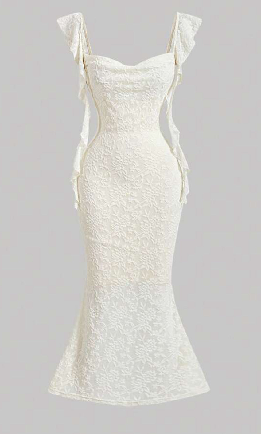 Cream Lace Easy Wear Dress
