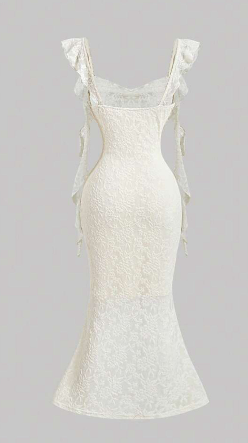 Cream Lace Easy Wear Dress