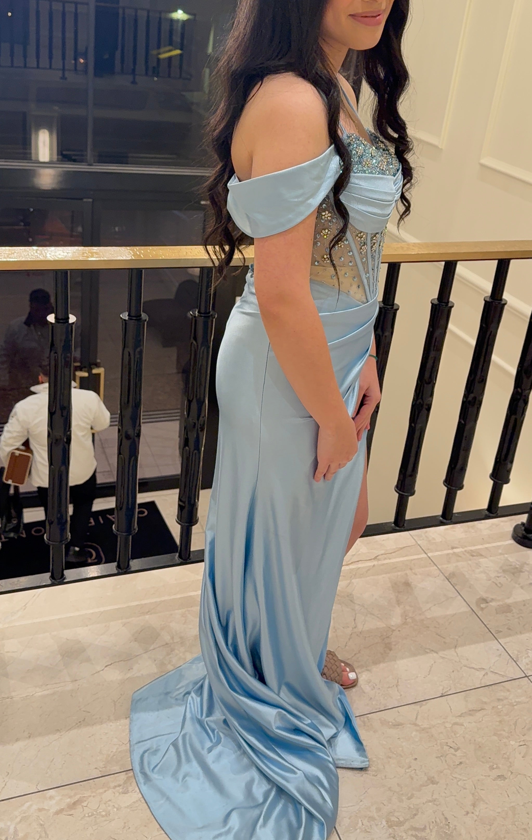 Sky Satin Crystal Dress