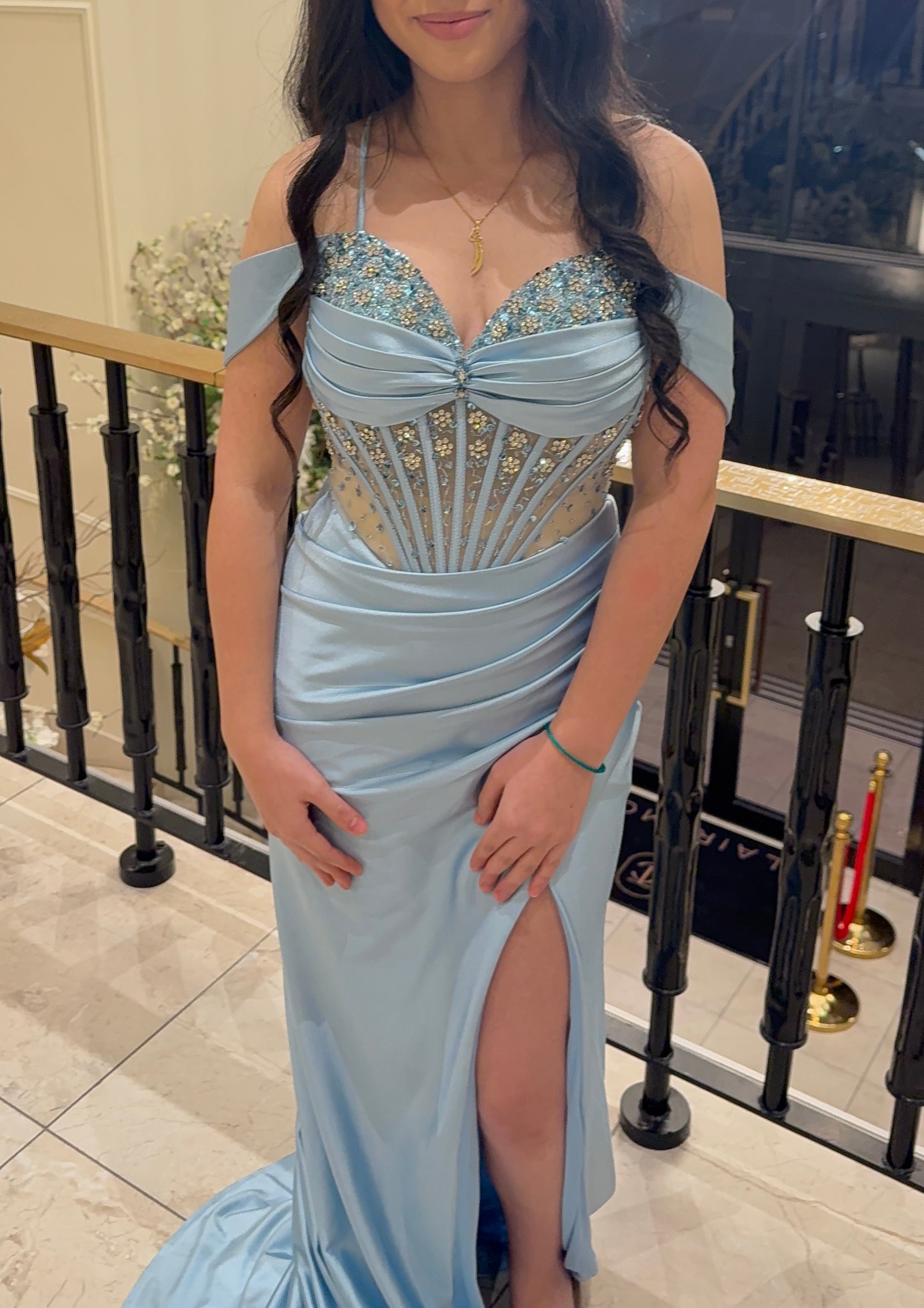 Sky Satin Crystal Dress