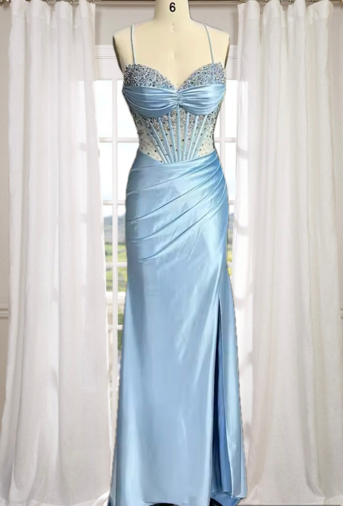 Sky Satin Gown