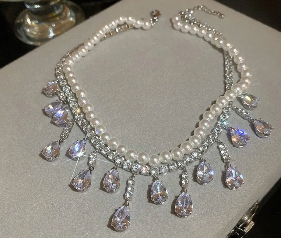 Crystal Pearl Necklace