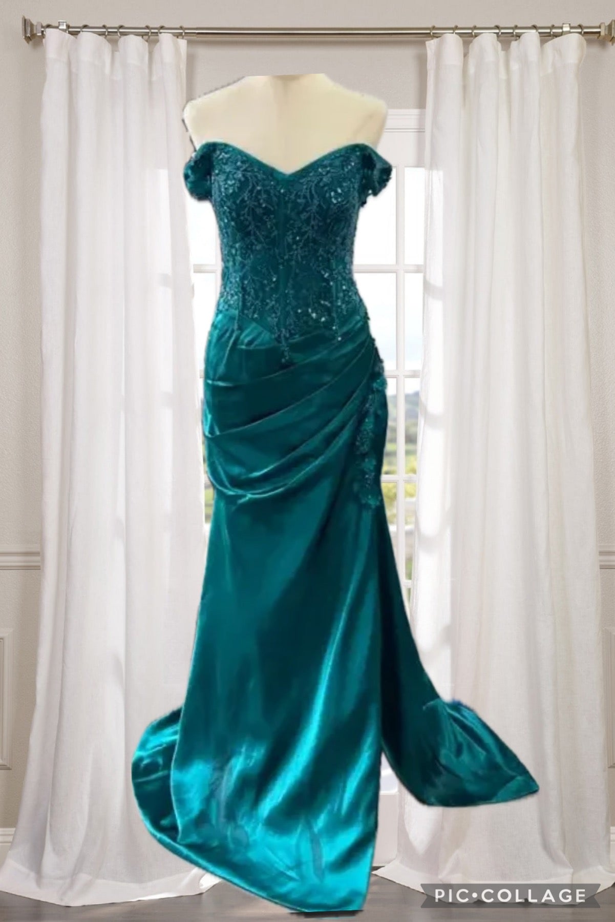 Beaded Lace Satin Dress