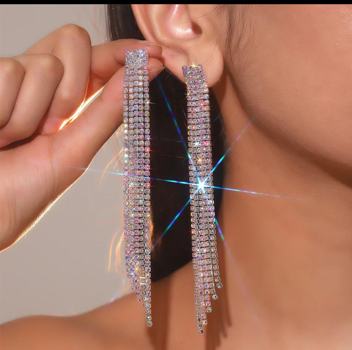 Crystal AB Strand Earring