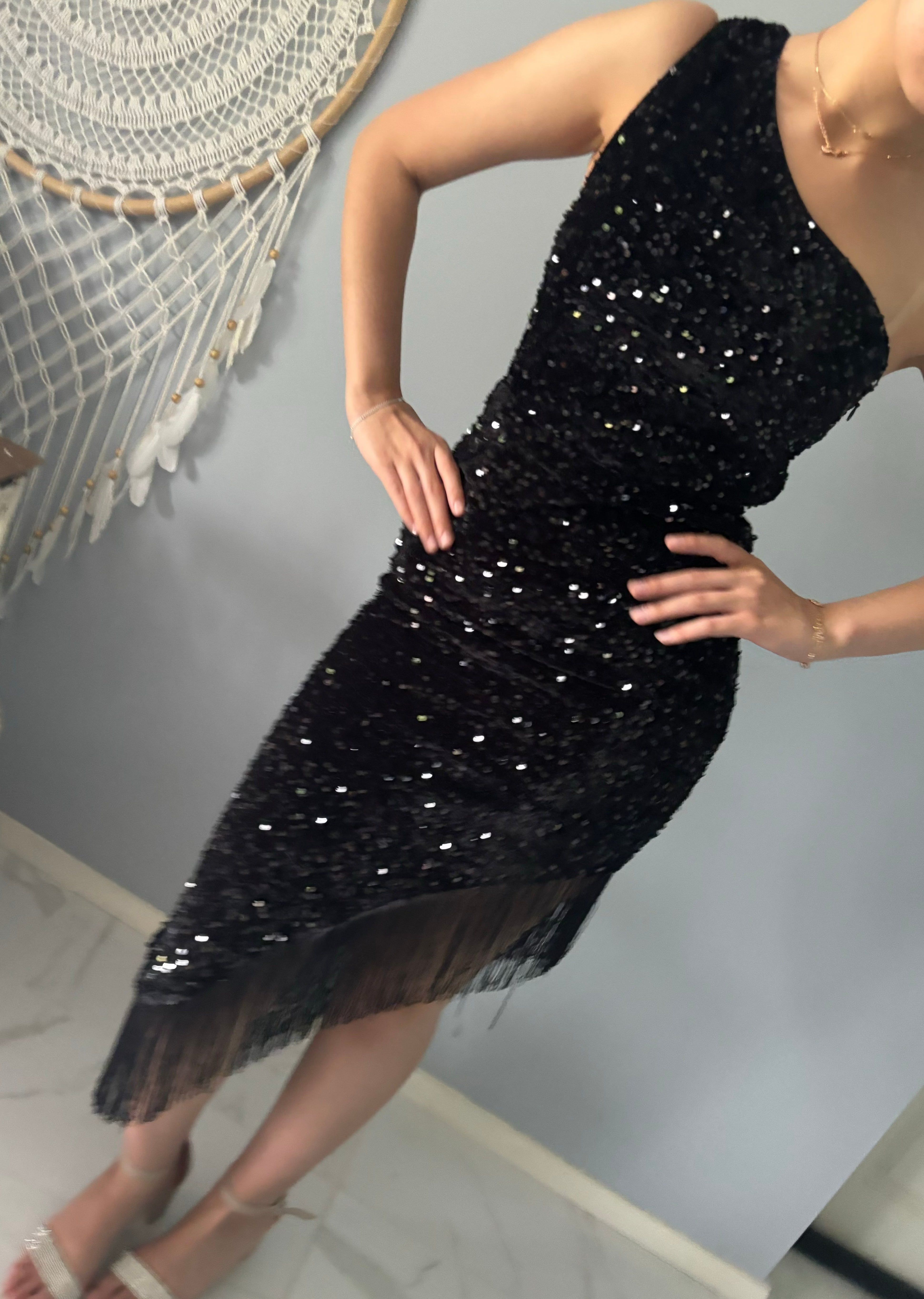Black Sequin Cocktail Dress