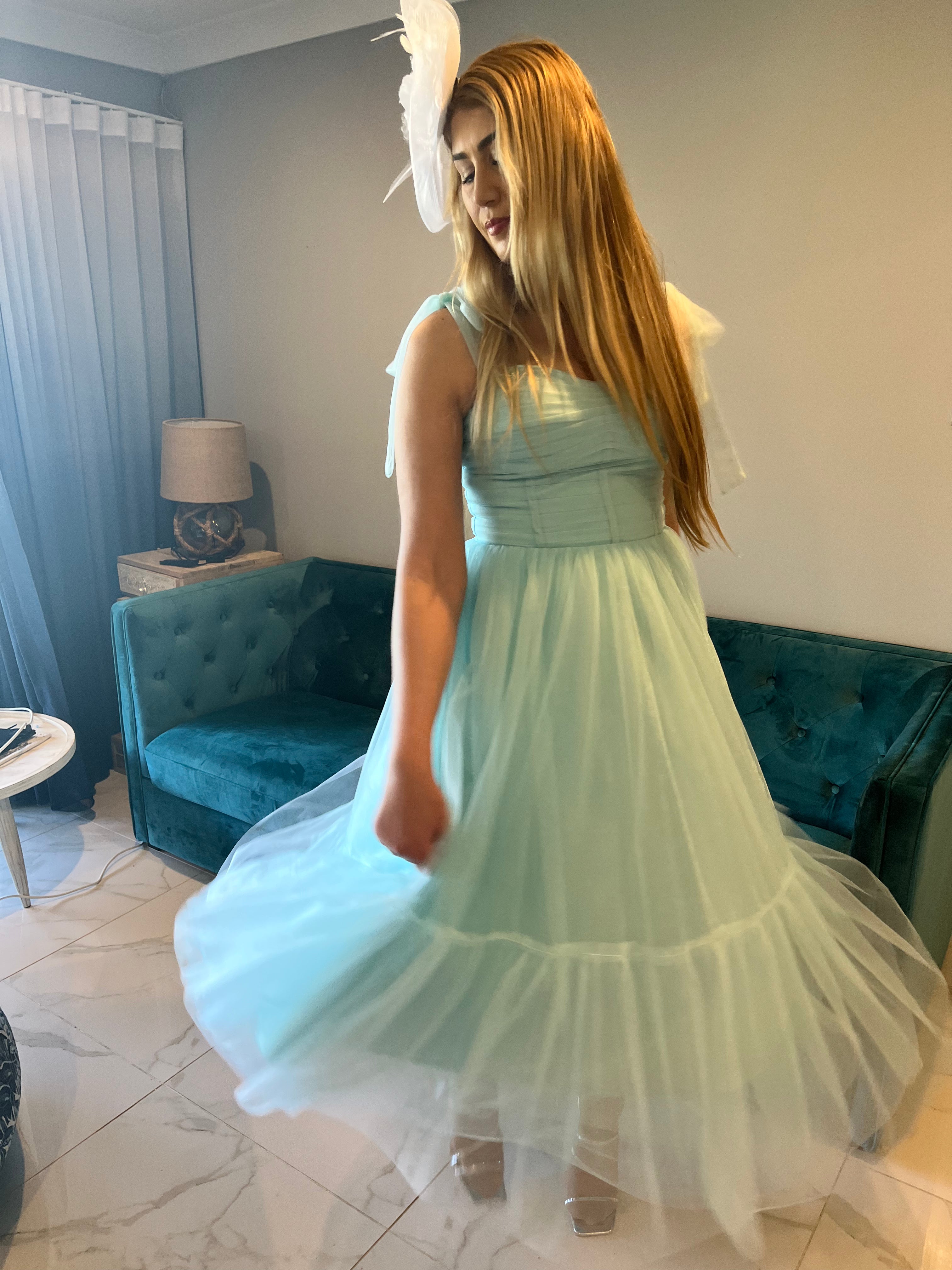 Sky Tulle Races Dress