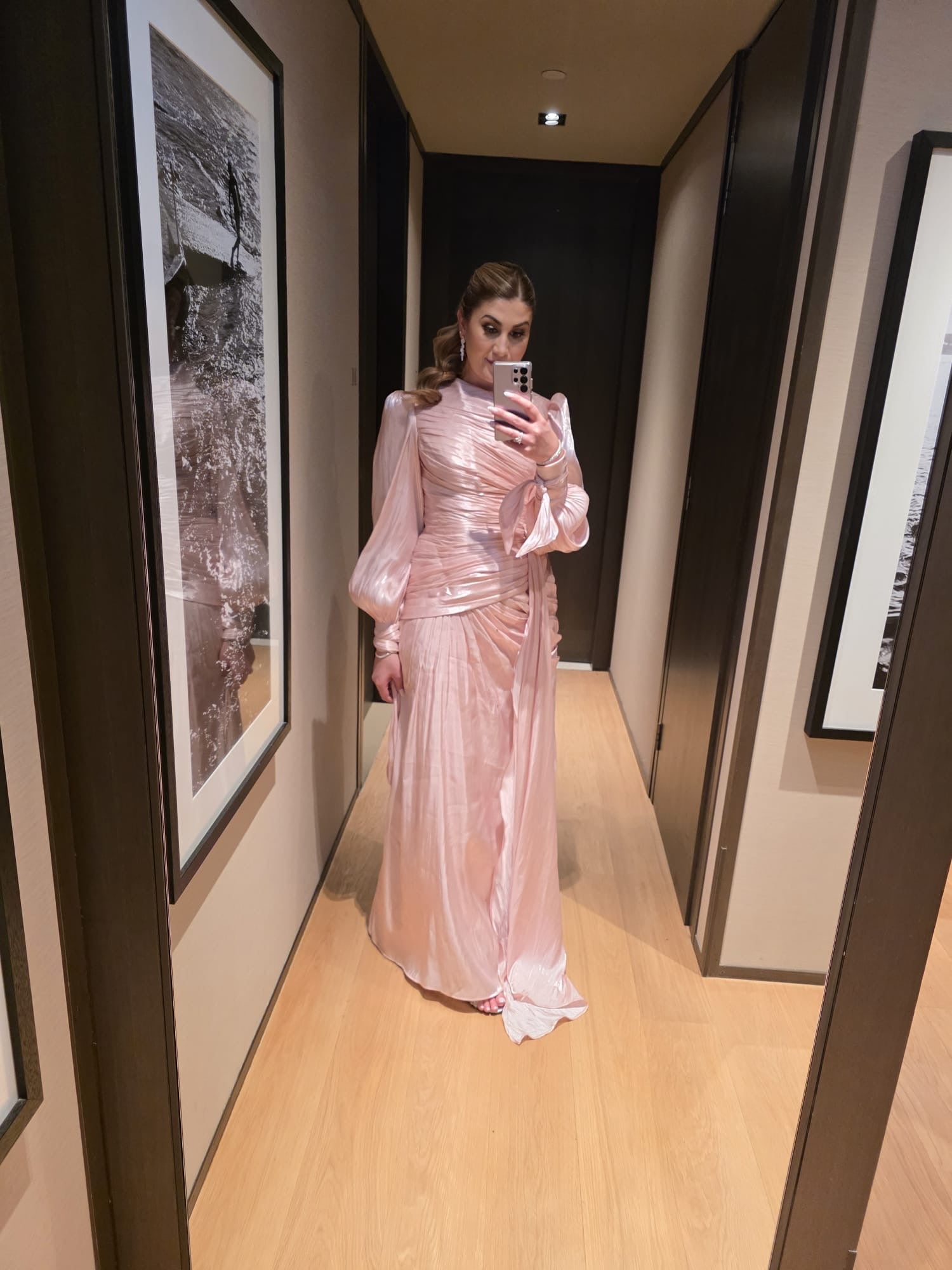 Pink Shimmer Chiffon Gown