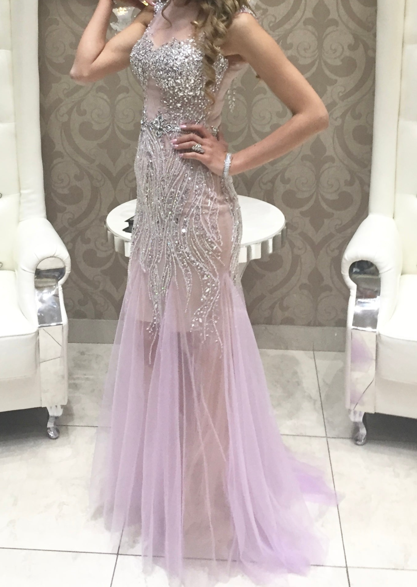 Lilac Beaded Crystal Couture (preloved)