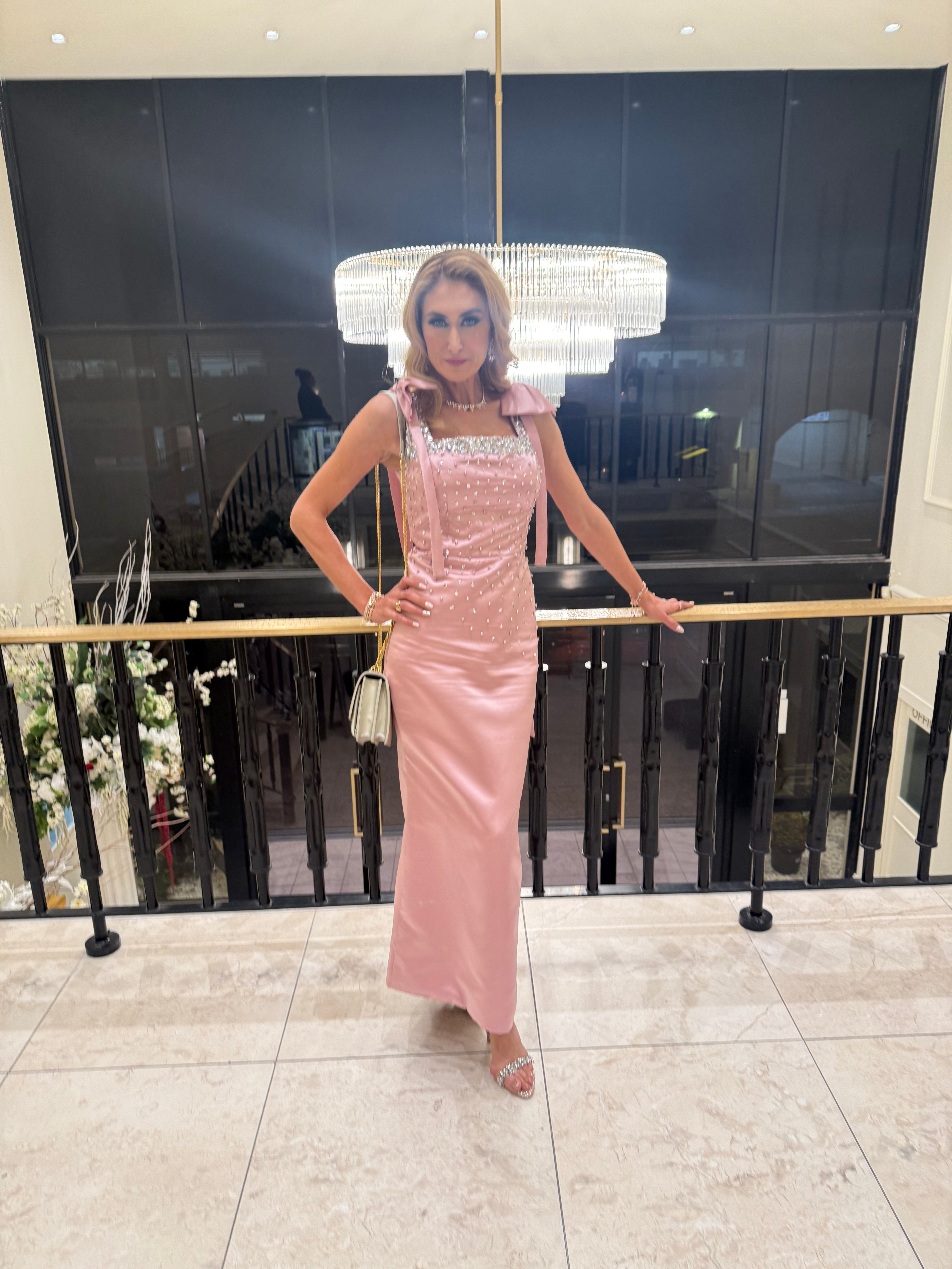 Couture Blush Pink Satin Dress
