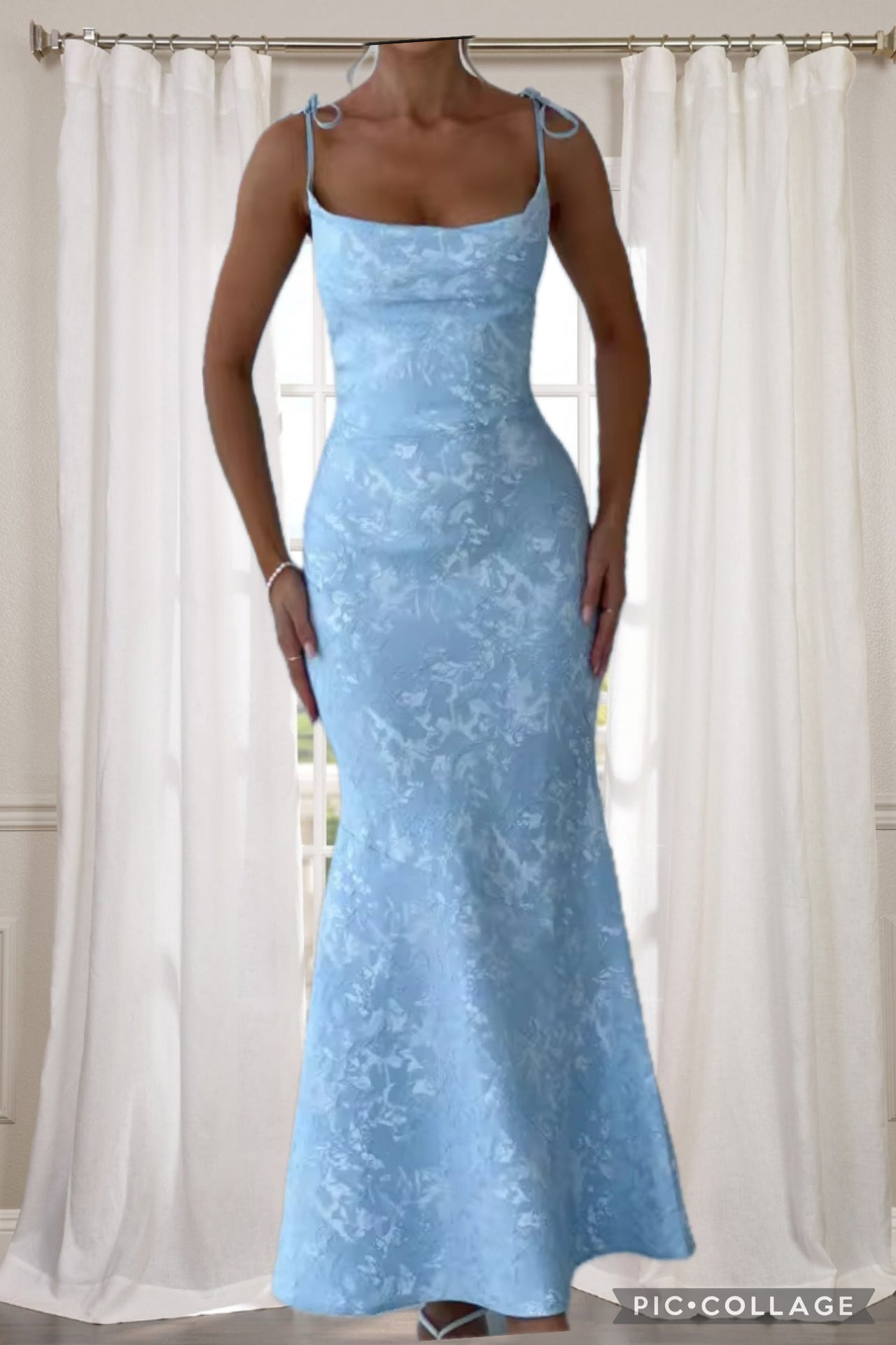 Satin Brocade Fit and Flare Gown