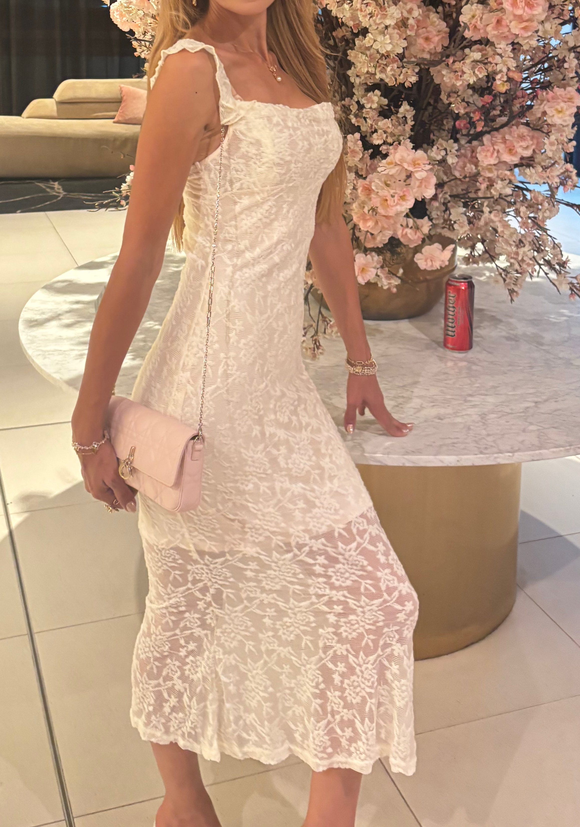 Cream Lace Easy Wear Dress