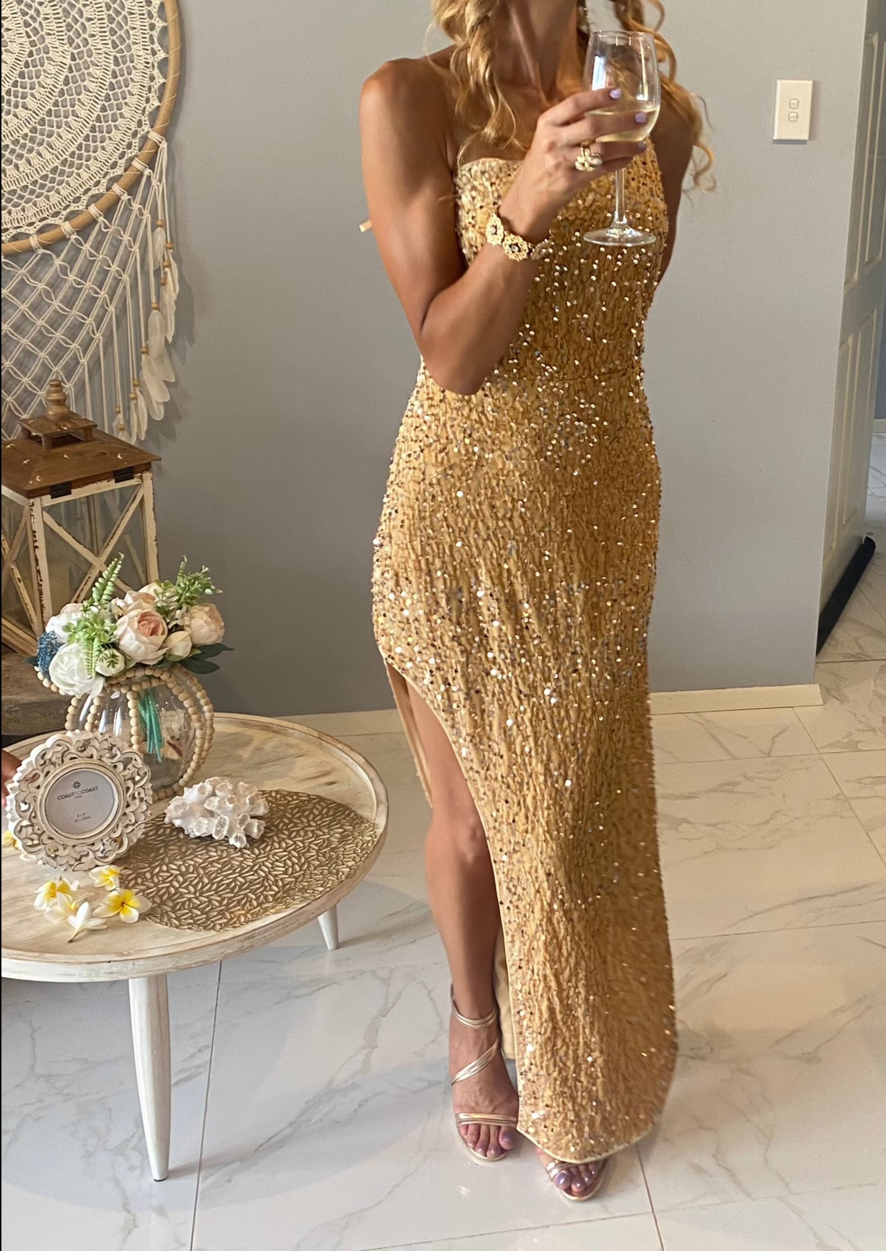 Gold Sequin Stunner Dress