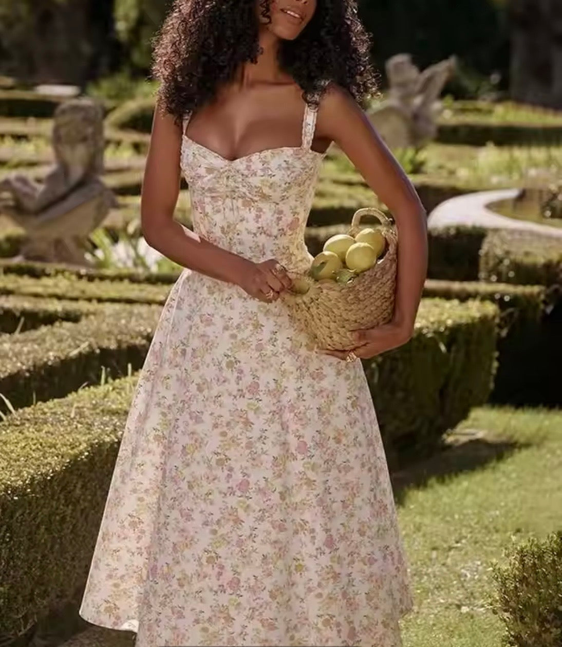 Floral Midi Dress with Strap