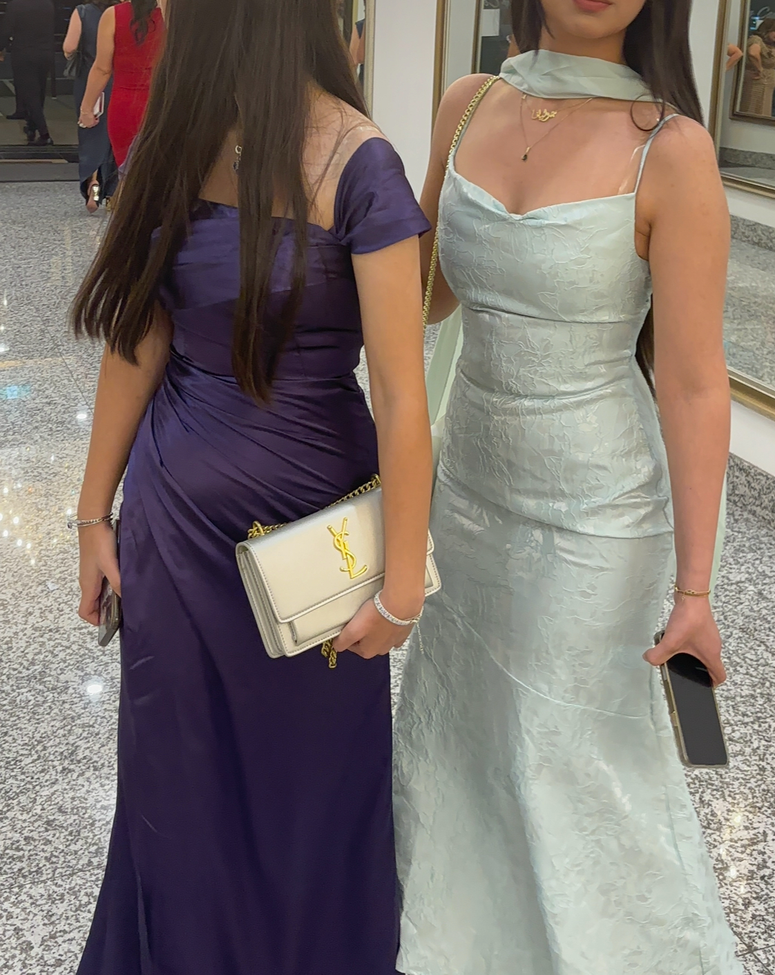 Satin Brocade Fit and Flare Gown