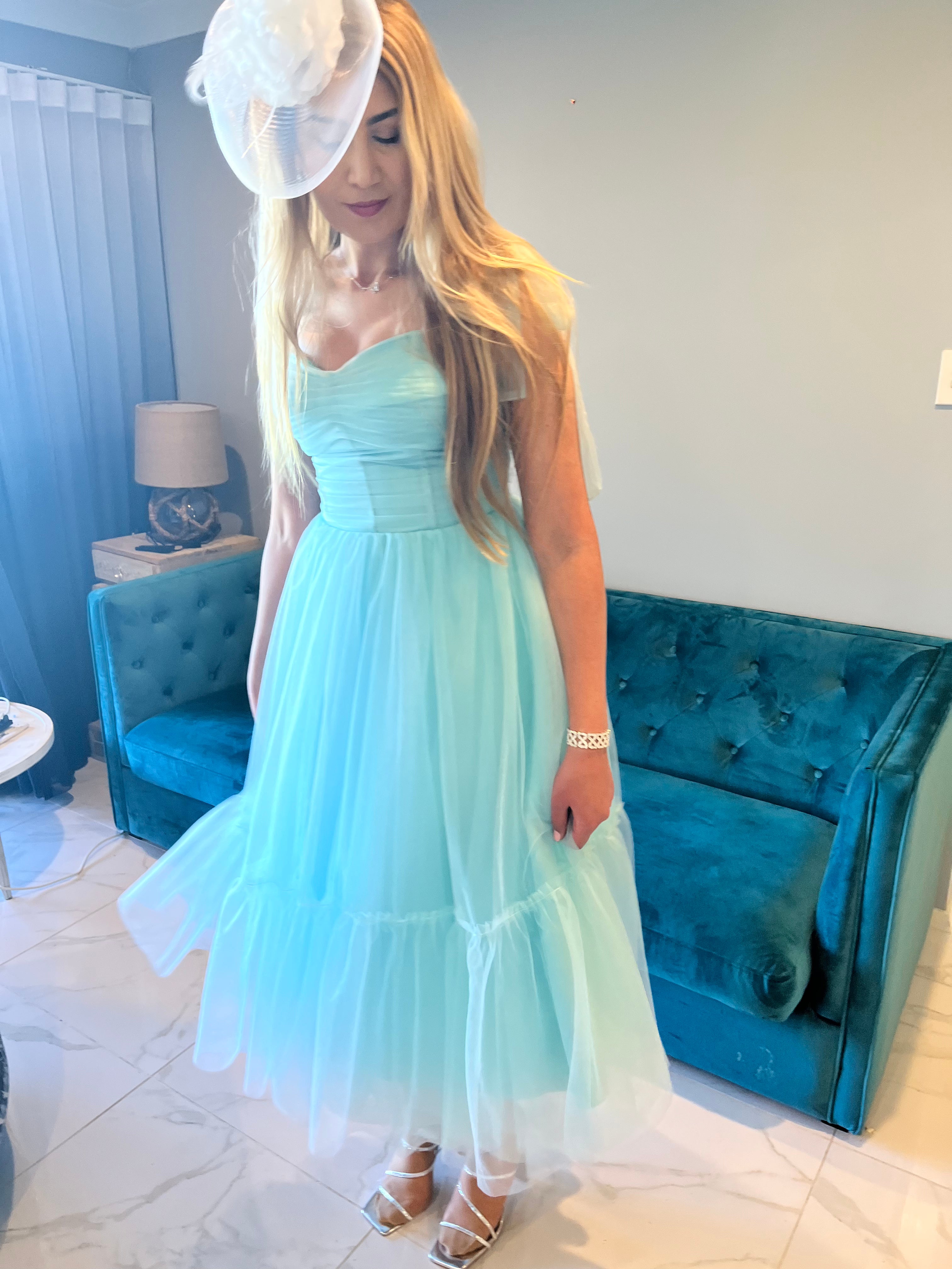 Sky Tulle Races Dress