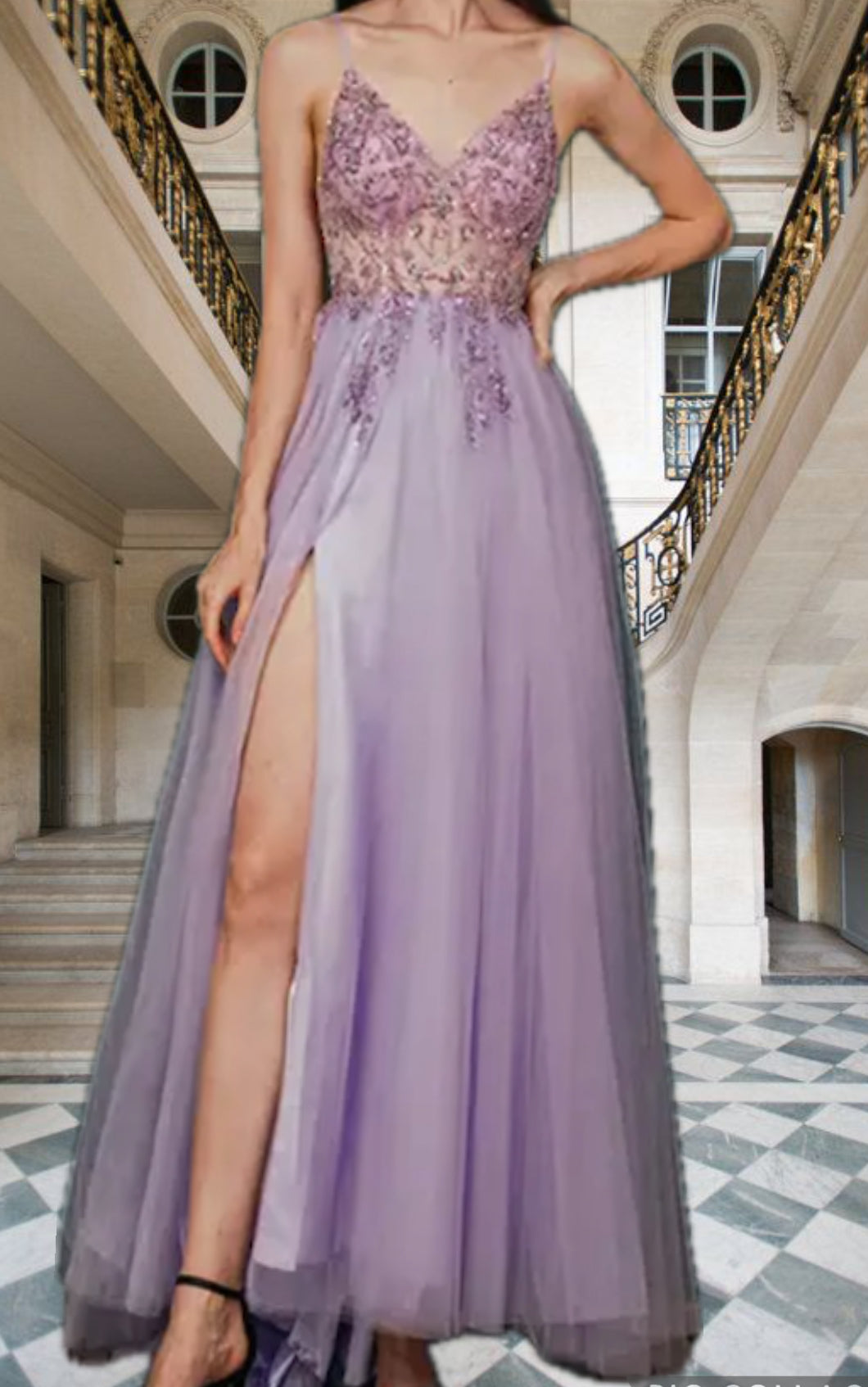 Amethyst Lace Tulle Gown